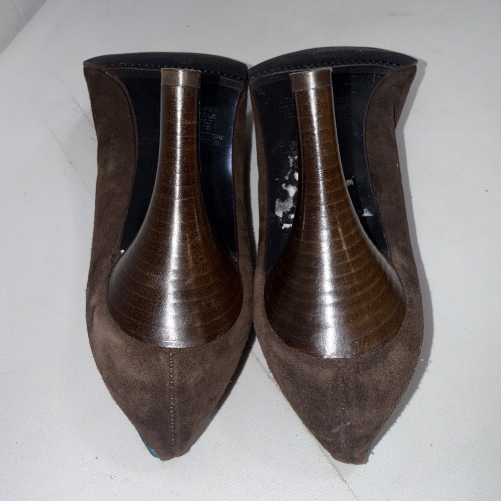MASSIMO BALDI ITALY Ribbon Brown Sueded LEATHER PUMPS HEELS Shoes Sz 9 B - Picture 9 of 13